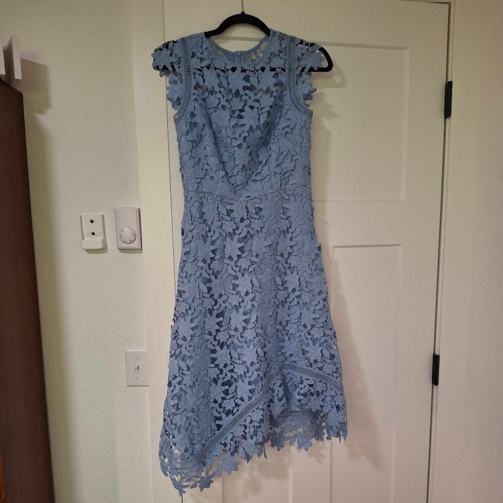 Light Blue Lace Asymmetrical Dress